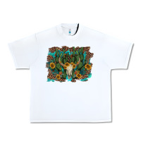 White leopard bull skull cactus sunflowers Urban Heavy Tee - AdoDesignShop