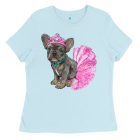 Baby Blue balerina french bulldog with tutu Ladies Tee - RanaPortraitStore