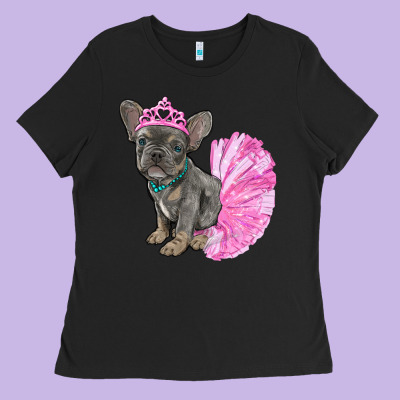 Balerina French Bulldog With Tutu Ladies Tee Designed By Ranaportraitstore
