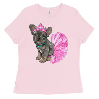 Bubblegum Pink balerina french bulldog with tutu Ladies Tee - RanaPortraitStore