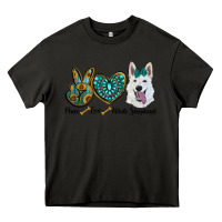 Asphalt peace love white sepherd Heavy Core Tee - RanaPortraitStore