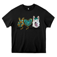 Black peace love white sepherd Heavy Core Tee - RanaPortraitStore