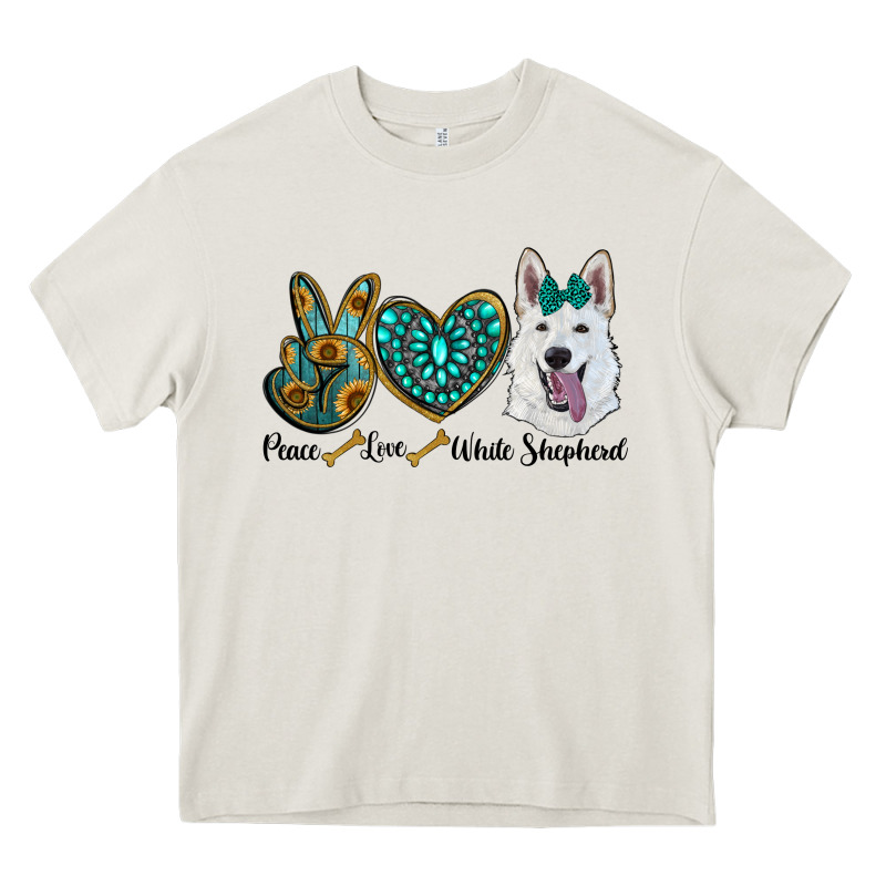Peace Love White Sepherd Heavy Core Tee by RanaPortraitStore | Teevron