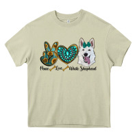 Mossy peace love white sepherd Heavy Core Tee - RanaPortraitStore