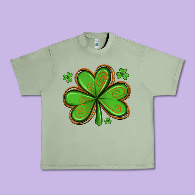 St Patricks Day Shamrock With Glitter Urban Heavy Tee Designed By Artiststas