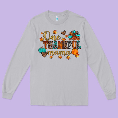 One Thankful Mama Long Sleeve Tee Designed By Jahusdesignshop