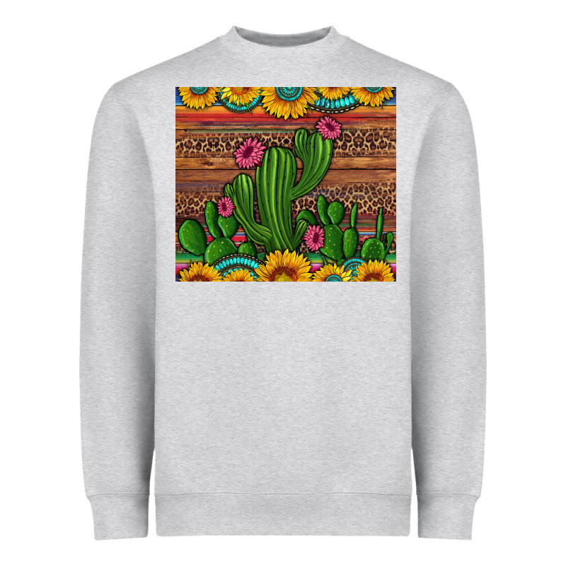 Sunflowers Turquoise Serape Cactus Tumbler Heavyweight Sweatshirt by Artiststas | Teevron