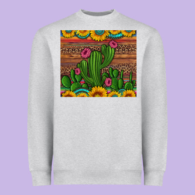 Sunflowers Turquoise Serape Cactus Tumbler Heavyweight Sweatshirt Designed By Artiststas