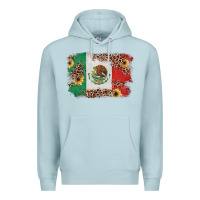 Blue Mist Mexican Flag with Leopard Premium Hoodie - texasbilliewilder
