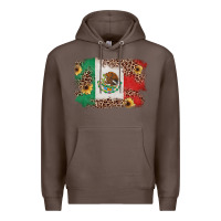 Coffee Mexican Flag with Leopard Premium Hoodie - texasbilliewilder