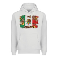 Dove Grey Mexican Flag with Leopard Premium Hoodie - texasbilliewilder