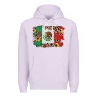 Lilac Mexican Flag with Leopard Premium Hoodie - texasbilliewilder