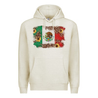 Oatmeal Heather Mexican Flag with Leopard Premium Hoodie - texasbilliewilder