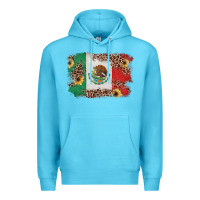 Ocean Blue Mexican Flag with Leopard Premium Hoodie - texasbilliewilder