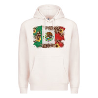 Pale Pink Mexican Flag with Leopard Premium Hoodie - texasbilliewilder