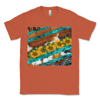 Copper western aztec sunflowers turquoise cowhide Classic Tee - BarkalooDesign