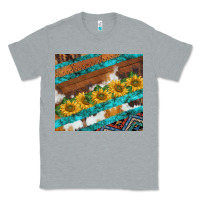 Heather Grey western aztec sunflowers turquoise cowhide Classic Tee - BarkalooDesign