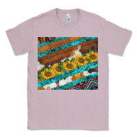 Lilac western aztec sunflowers turquoise cowhide Classic Tee - BarkalooDesign
