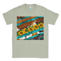 Matcha western aztec sunflowers turquoise cowhide Classic Tee - BarkalooDesign