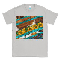 Moon Dust western aztec sunflowers turquoise cowhide Classic Tee - BarkalooDesign