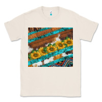 Natural western aztec sunflowers turquoise cowhide Classic Tee - BarkalooDesign