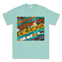 Seafoam western aztec sunflowers turquoise cowhide Classic Tee - BarkalooDesign