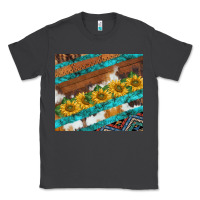Smoke western aztec sunflowers turquoise cowhide Classic Tee - BarkalooDesign