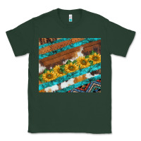Sports Green western aztec sunflowers turquoise cowhide Classic Tee - BarkalooDesign