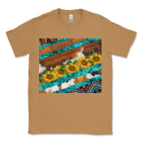 Toasted Coconut western aztec sunflowers turquoise cowhide Classic Tee - BarkalooDesign