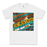 White western aztec sunflowers turquoise cowhide Classic Tee - BarkalooDesign