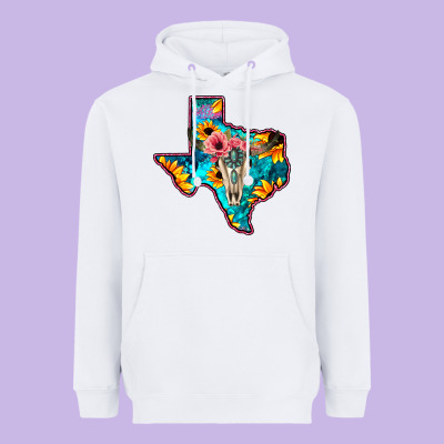 Western Sunflower, Rose, Gemstsone, Turquoise Bull Skull Heavyweight Hoodie Designed By Bettercallsaul