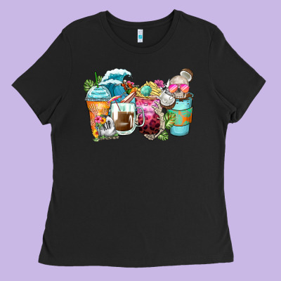 Skeleton Summer Coffee Cups Ladies Tee Designed By Zillion Design Studio