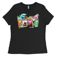 Black skeleton summer coffee cups Ladies Tee - Zillion Design Studio