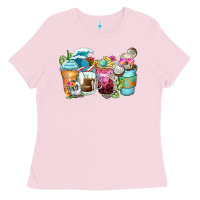 Bubblegum Pink skeleton summer coffee cups Ladies Tee - Zillion Design Studio