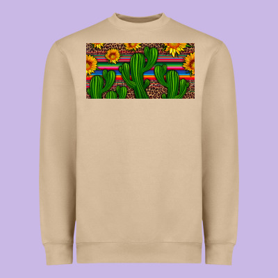 Sunflowers And Cactus License Plate Heavyweight Sweatshirt Designed By Artiststas