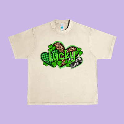 St Patricks Day Lucky Western Hearts Urban Heavy Tee Designed By Artiststas