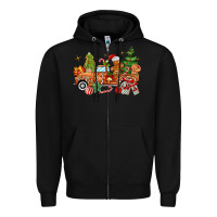 Black christmas gingerbread truck Zipper Hoodie - MaliasSmallBusiness