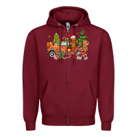 Burgundy christmas gingerbread truck Zipper Hoodie - MaliasSmallBusiness