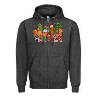Charcoal Heather christmas gingerbread truck Zipper Hoodie - MaliasSmallBusiness