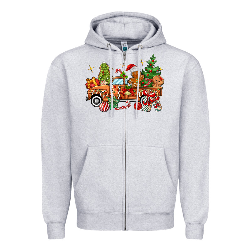Christmas Gingerbread Truck Zipper Hoodie by MaliasSmallBusiness | Teevron