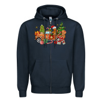 Navy christmas gingerbread truck Zipper Hoodie - MaliasSmallBusiness