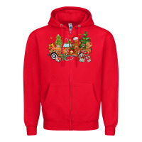 Red christmas gingerbread truck Zipper Hoodie - MaliasSmallBusiness