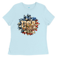 Baby Blue usa sunflower billie wilder Ladies Tee - texasbilliewilder