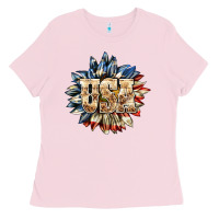 Bubblegum Pink usa sunflower billie wilder Ladies Tee - texasbilliewilder