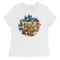 White usa sunflower billie wilder Ladies Tee - texasbilliewilder