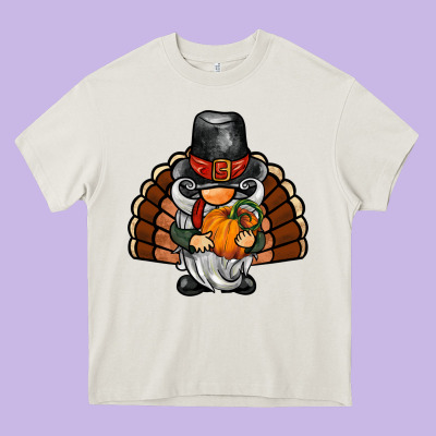Thanksgiving Turkey Gnome Heavy Core Tee Designed By Barkaloodesign