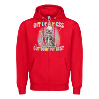 Red bit of a mess but doing my best Zipper Hoodie - MaliasSmallBusiness