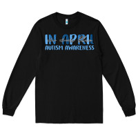Black in april we wear blue autism awareness Long Sleeve Tee - MaliasSmallBusiness