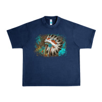 Navy indian headress sunflower leopard Urban Heavy Tee - AdoDesignShop