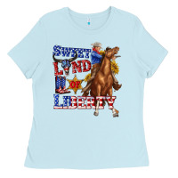 Baby Blue western sweet land of liberty 4th july billie wilder Ladies Tee - texasbilliewilder